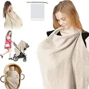 Nursing Cover, Nursing Scarf for On The Go, 76 x 95 cm, Nursing Breastfeeding Cover, Nursing Scarf for On The Go, with a Storage Bag for On The Go, Nursing Cover Gifts for Mother (Khaki)