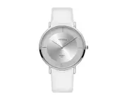 W1 Disc White Belt Wristwatch Fashion Waterproof Sports Quartz Exam Watch Without Scale for Men and Women Students