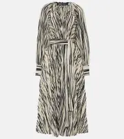 [Proenza Schouler] Proenza Schouler Carol striped chiffon midi dress AU 12 neutrals