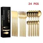 Gold Kitchen Cutlery Set Knife Spoon Fork 410 Stainless Steel 24 Piece
