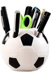Pen Holders Desk Tidy of Multifunctional Creative Soccer Style,Plastic Material of Durable and Useful for Decorationg Your Home(black),10.5*10.5*10.5