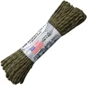 Atwood Rope MFG Valor 550 7-Strand Green/Black 100' Paracord Parachute Cord 42H