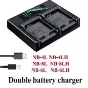 Dual Battery Charger For Canon NB-6L PowerShot SX520 SX530 SX540 SX600 SX610 HS