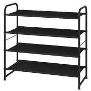 4 Tier Stackable Shoe Rack Expandable & Adjustable Fabric Shoe Shelf Storage