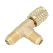 Quick Coupler Tee Adapter With Valve Core Brass 1/4in SAE Sturdy Structure US