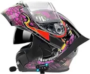 Full Face Motorcycle Helmet,Bluetooth Motorbike Helmet with Double Sun Visor Motocross Helmet for Men and Women DOT Approved for Adult Men and Women Helmets Four Seasons