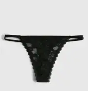 Gilly Hicks Women Small Thong Black Lace Strappy Sexy Underwear