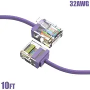 10FT Cat6A RJ45 Super Slim Network LAN Ethernet UTP Patch Cable 32AWG Purple