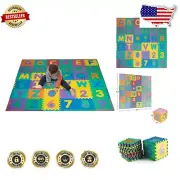 Soft Foam Floor Puzzle Mat for Kids - 96 Interlocking Alphabet & Number Tiles