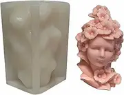 Flower Girl Candle Mold | Fondant Mould | 3D Candle Making Silicone Girl Flower Moulds for Baking Cake Clay Raft Supplies Resin Casting