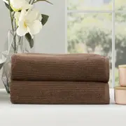 2pc Renee Taylor Cobblestone Bath Sheet/Towel 160cm Cotton Ribbed 650 GSM Toffee