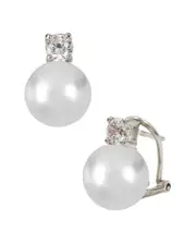 Savvy Cie Classique Silver Pearl & CZ Earrings