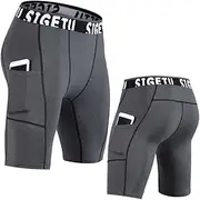 [BaronHong] Mens Compression Shorts with Pockets Athletic Performance Active Tight Shorts for Running Training Training