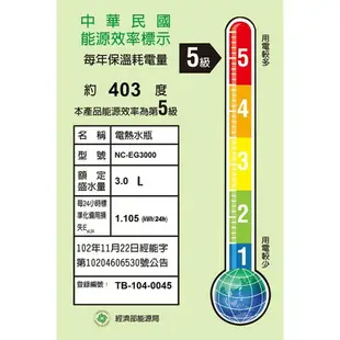 【快速出貨】Panasonic 國際牌 3公升 微電腦 熱水瓶 NC-EG3000