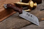 HANDMADE DAMASCUS SKINER KINFE FIXED BLADE WITH BROWNE MICARTA