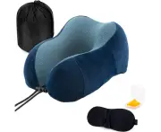 Travel Pillow,Travel Neck Pillows For Sleeping,Support Pillow For Airplane/Car/Office&Home Rest Use,Tibetan Blue Neck Pillow+Storage Bag Eye Mask Earplug