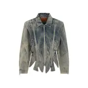 [Y Project] Y Project-Vintage Beige Tudor Zip Denim Jacket-Donna 34 FR