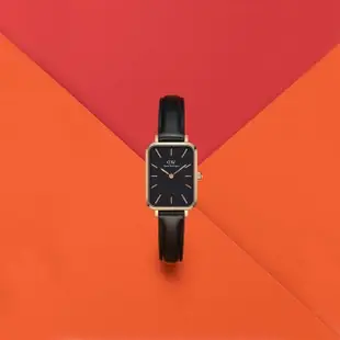 【Daniel Wellington】Quadro Sheffield 20X26 經典黑 皮革小方錶(DW00100435)