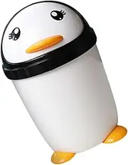 VILLFUL Cute Penguin Waste Bin Swing Lid Garbage Can Mesh Desk Bin Plastic Counter Kids Room Trash Can