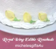16 - 1 1/4" Yellow Edible Sugar Icing Rosebuds Cake & Cupcake Toppers