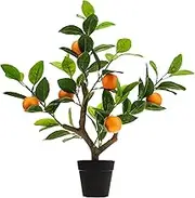Gresorth 20" Artificial Orange Tree Fake House Green Plant Fruits Decoration with Plastic Pot Realistic Leaves for Home Table Office Garden Indoor Outdoor