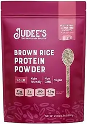 Judee's Brown Rice Protein (80% Protein) 1.5 lb (3 lb Also), Keto, Non GMO, Vegan, Sprouted, Dairy Free, Soy Free, Dedicated Gluten & Nut Free Facility, 21 Grams Protein/Serving