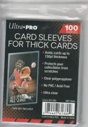 100 ULTRA PRO "THICK" CARD SLEEVES (HOLDS CARDS UP TO 130 PT.) ACID FREE, NO PVC