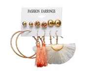 6Pcs Tassel Earrings Female Bohemian Ethnic Style Earrings - 4