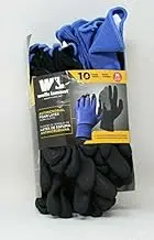 Wells Lamont Men's Antimicrobial Work Gloves Foam Latex Coating Knit Liner -10 Pairs (Medium, Black/Blue)
