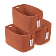 Cotton Rope storage Basket Bins Woven Basket for Organizing Shelves Rust