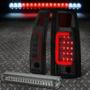 FOR 88-00 CHEVY/GMC C/K RED 3D LED BAR TAIL LIGHT+THIRD BRAKE/CARGO LAMP TINTED