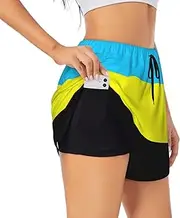 [GaxfjRu] Flag of The Sultanate of Burongan Print Women's Running Shorts High Waisted Running Shorts Pocket Sporty Gym Elastic Short