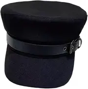 GALPADA Men Hat Leather Buckle Beret Fall Hats for Women Cap Peaked Caps Girl Beret Beret Cap Fashion Beret Women Hat Baker Boy Hat for Women Miss Casual Paris Polyester Cotton Mens Hat Black