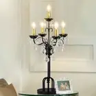 TOCHIC Crystal Table Lamps for Living Room 5 Lights Modern Black Bedside Tabl...