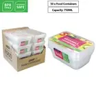 50 x Takeaway Food Containers Plastic Lids 750ml Take away Meal Prep Lunch Boxes