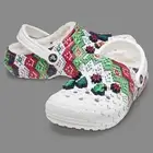Crocs Classic Lined Holiday Christmas Charm Clogs Shoes White Size M7/W9