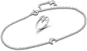 Hoops & Loops 925 Sterling Silver Twin Dolphins Open Toe Ring Anklet Set for Women Teen Girls Men, 9 Inches + 1 Inch Extender | Boho Cute Summer Beach Anklet Foot Jewelry