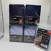 Ultra Pro 3X4 BLUE BORDER Toploaders 35pt 4 Packs of 25 AND 100 SLEEVES