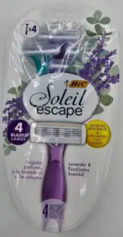 Bic Soleil ESCAPE 3-Blades with LAVENDER EUCALYPTUS SCENTED 4 Disposable Razors