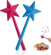 HKYLRAT 2 Pcs Salt and Pepper Shaker Magic Wands, Magic Star Wand Shaped Seasoning Bottle Refillable Spice Tools Seasoning Container with 3 Holes Kitchen Supplies (Blue&Rose)