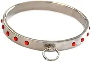 BDSM stainless steel bondage collar, BDSM metal choker collar O-ring restraint SM sex toys for men women couples(Red Rot,Frauen Innen Ø 11.7cm)
