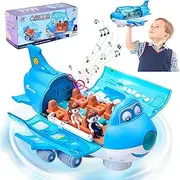 Electronic Plane Toy with Flashing Lights Music, Crawling Toy, 360° Rotating Electric Aeroplane Toy, Children's Toy from 1-3 Years (Blue)