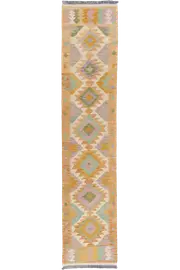 Afghan Kilim Zari Hand Knotted Hallway Runner 304x63cm by Cyrus Rugs