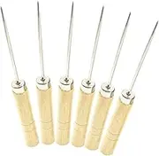 Beatifufu 10pcs Wooden Handle Scriber Needles for Slotted Quilling Paper Tool and Cake Decorating Durable Awl Needle for Marking Patterns Portable DIY Crafting Essential