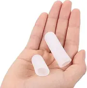 FOMIYES 1 Pair Finger Sleeve Gel Finger Cots Fingertip Covers Finger Protector Finger Crack Covers Nail Protectors for Fingers Gel Thumb Finger Tubes Finger Caps Protectors Nail Gel White