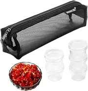 Camping Cooking Seasoning Kit | Portable Seasoning Containers - Small Condiment Bottle for Camping Picnic, Travel Condiment Set, Storage Bag with 5 Clear Condiment Containers