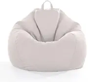 [DSAoTeng] Bean Bag Cover Without Filling, Linen Solid Colours Gaming Bean Bag Chair for Adult Kids, Premium Highback Beanbag Seat Stuffed Animal Toy Storage Lazy Sofa (Beige,Large)