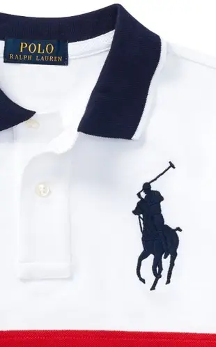 POLO  Ralph Lauren 現貨 紅白色塊 徵章 大馬 短袖 polo衫 大男童