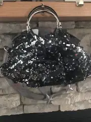 SUNDAE SKY LUSCIOUS BLACK w/ GRAY ACCENTS STUDDED DESIGNER HANDBAG NEW W/ TAGS