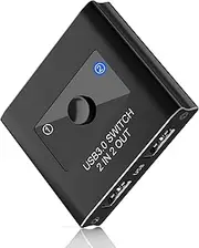 USB Switch, USB 3.0 Switcher 2 in 2 Out, Switcher 2 computers Sharing 2 Devices for Printer, Keyboard, Scanner, Mouse, Compatible with Mac/Win/Linux